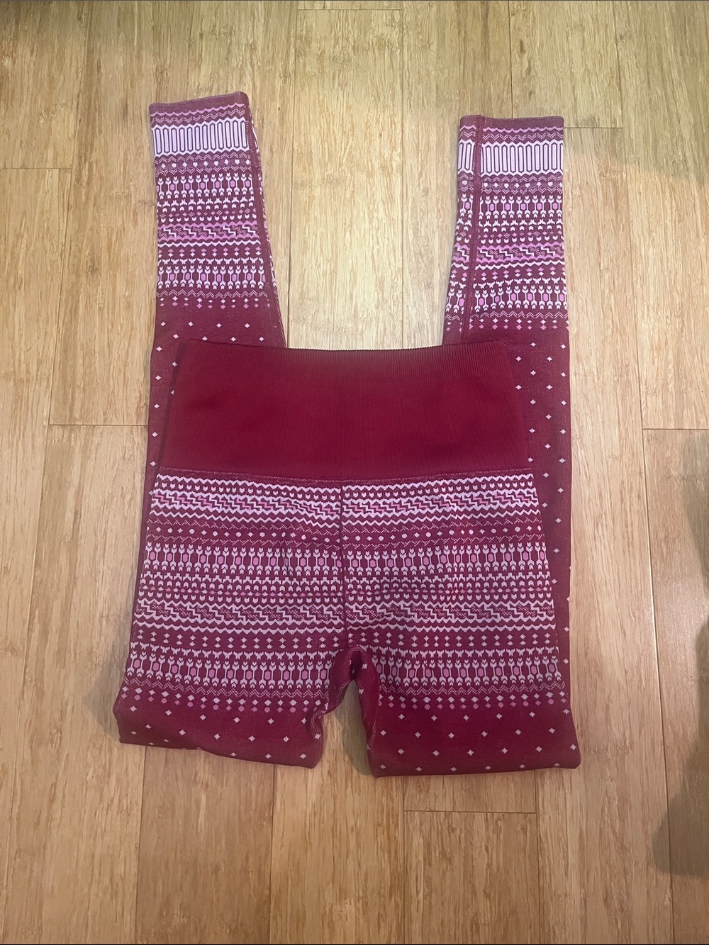 Fabletics Red Patterned Knit Leggings